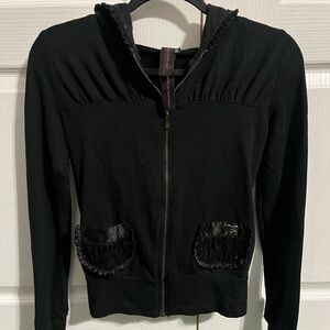 Cute Booty Lounge Black Zip-Front Hoodie Jacket
